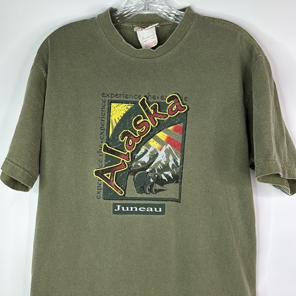 Vintage Quality Goods Juneau Alaska Graphic Olive Green T-Shirt Large - Picture 2 of 9